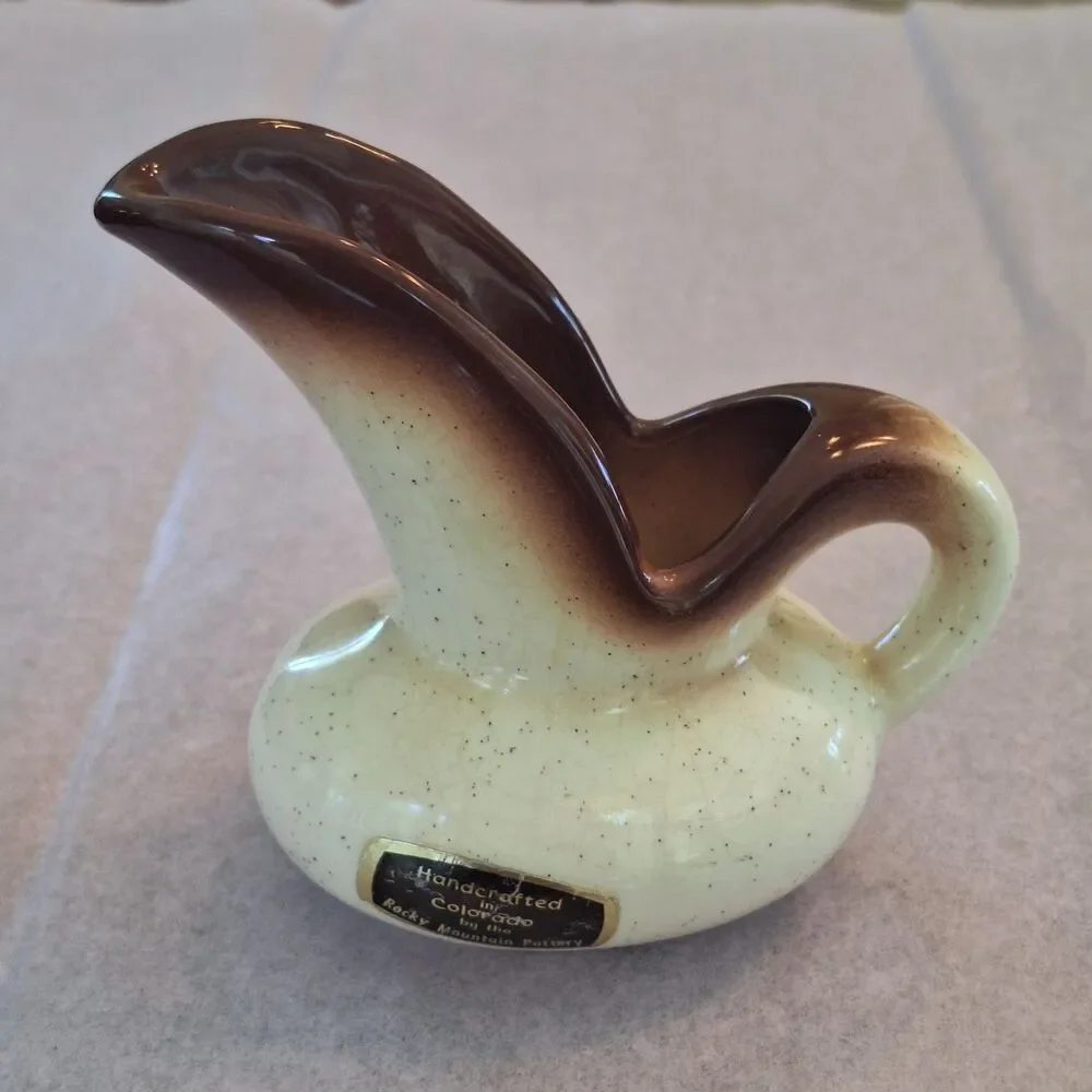Vintage ROMCO Rocky Mountain Pottery Pinecone Glazed Creamer Colorado Brown